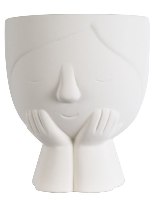 GloboStar Tokyo Planter Ceramic White with Stand 16x16x19cm.