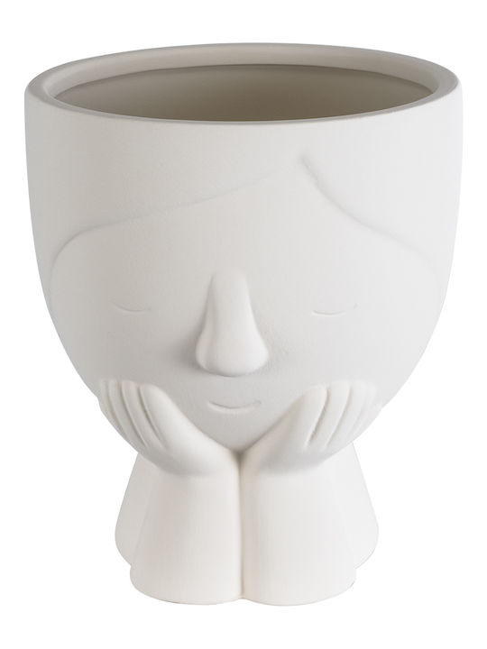 GloboStar Tokyo Planter Ceramic White with Stand 16x16x19cm.
