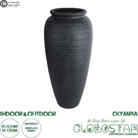 GloboStar Olympia Übertopf Polyester Schwarz mit Gestell 55x55x120εκ.