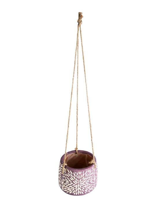 GloboStar Artificial Garden Nigeria Κρεμαστό Κασπώ Κεραμικό Μωβ 12x12x11εκ.