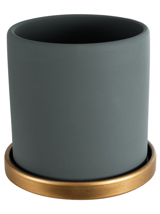 GloboStar Übertopf Keramik Gray mit Gestell 15x15x15εκ.