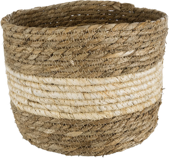 GloboStar Kythira Planter Rattan Brown with Stand 25x25x18cm.