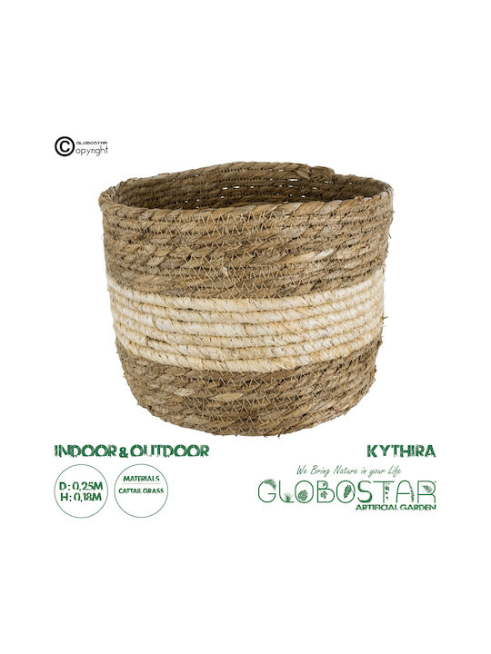 GloboStar Kythira Übertopf Rattan Braun mit Gestell 25x25x18εκ.
