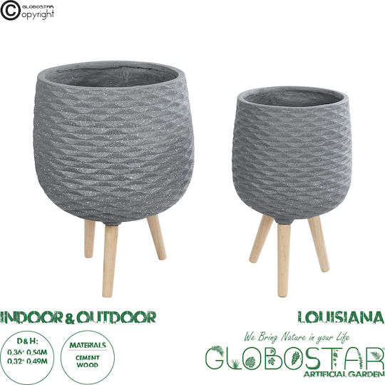 GloboStar Artificial Garden Louisiana Κασπώ Πολυεστερικό Γκρι με Βάση