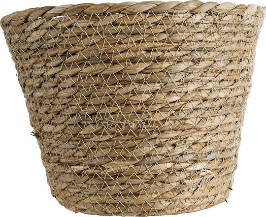GloboStar Patmos Übertopf Rattan Braun mit Gestell 20x20x15εκ.