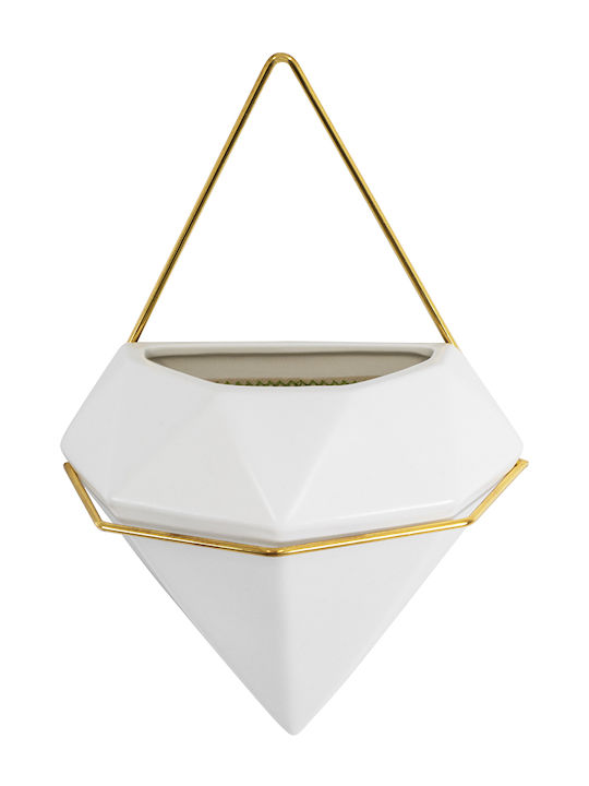 GloboStar Hängend Übertopf Keramik Weiß 20x10.5x30εκ.