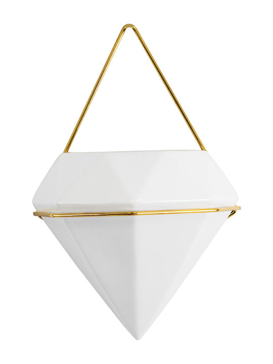 GloboStar Hängend Übertopf Keramik Weiß 20x10.5x30εκ.