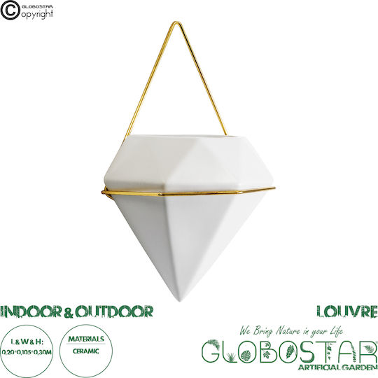 GloboStar Hanging Planter Ceramic White 20x10.5x30cm.