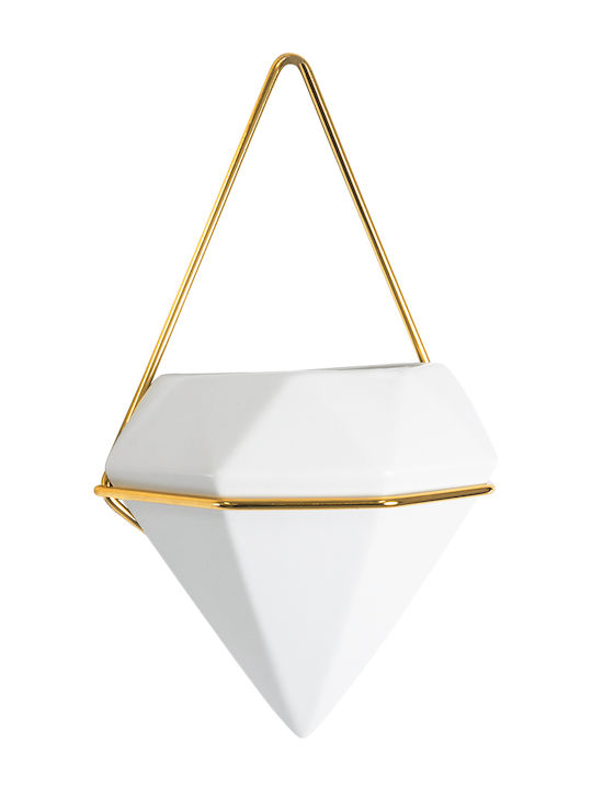 GloboStar Hängend Übertopf Keramik Weiß 15x8x24εκ.