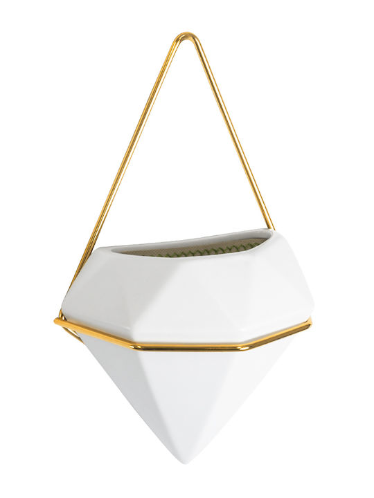 GloboStar Hängend Übertopf Keramik Weiß 15x8x24εκ.
