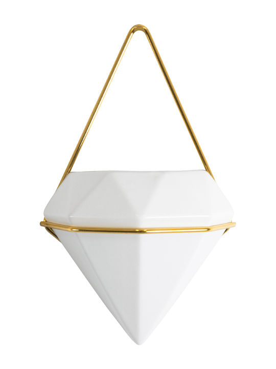 GloboStar Hängend Übertopf Keramik Weiß 15x8x24εκ.