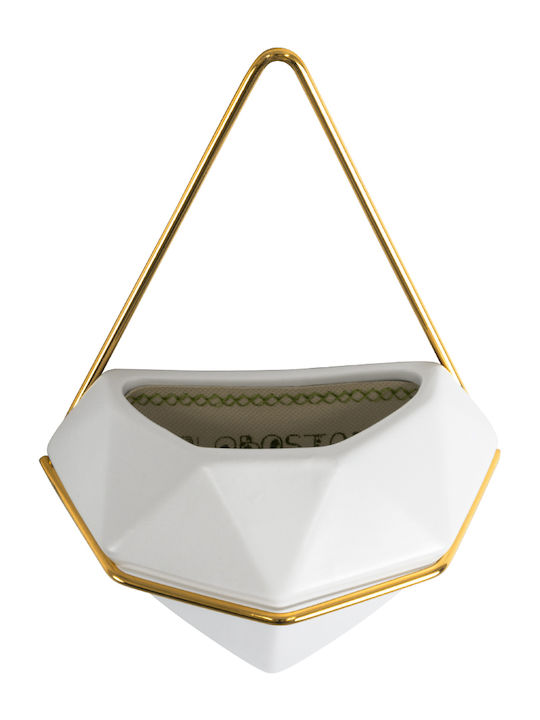 GloboStar Hängend Übertopf Keramik Weiß 15x8x24εκ.