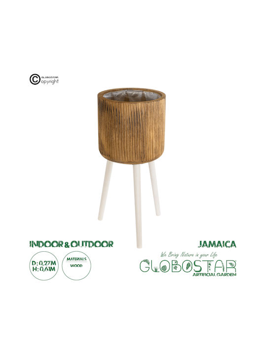 GloboStar Jamaica Planter Wooden Brown with Stand 27x27x61cm.