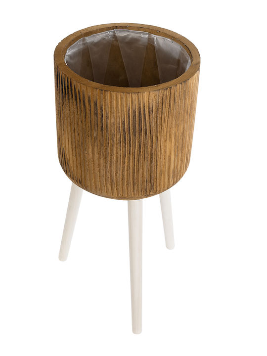 GloboStar Jamaica Planter Wooden Brown with Stand 27x27x61cm.