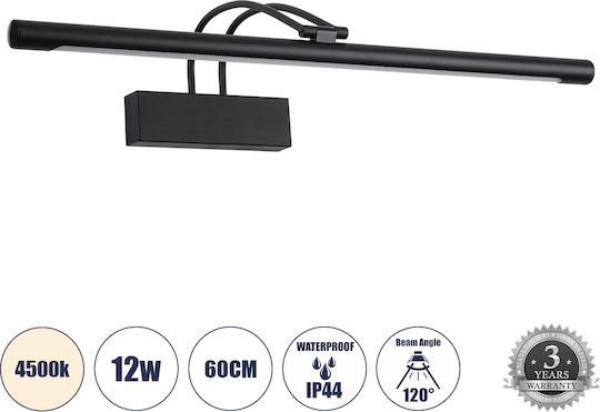 GloboStar Laura Modern Leuchte Badezimmer mit Integrierter LED und Neutralweißes Licht Schwarz 60x13cm