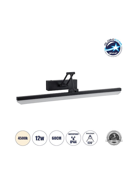 GloboStar Mara Modern Wandleuchte mit Integrierter LED und Natürliches Weiß Licht Schwarz 60x13cm