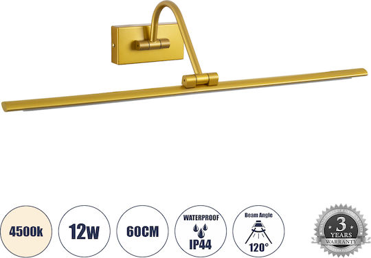 GloboStar Mira Modern Leuchte Badezimmer mit Integrierter LED und Neutralweißes Licht Gold 60x13cm