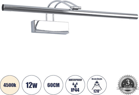 GloboStar Laura Modern Lamp Bathroom with Integrated LED and Natural White Light Silver 60x13cm
