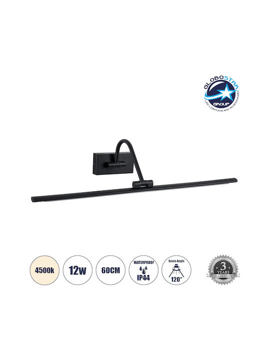 GloboStar Mira Modern Lamp Bathroom with Integrated LED and Natural White Light Black 60x13cm