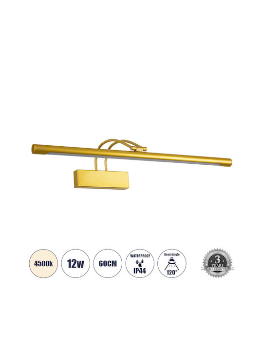 GloboStar Laura Modern Lamp Bathroom with Integrated LED and Natural White Light Gold 60x13cm