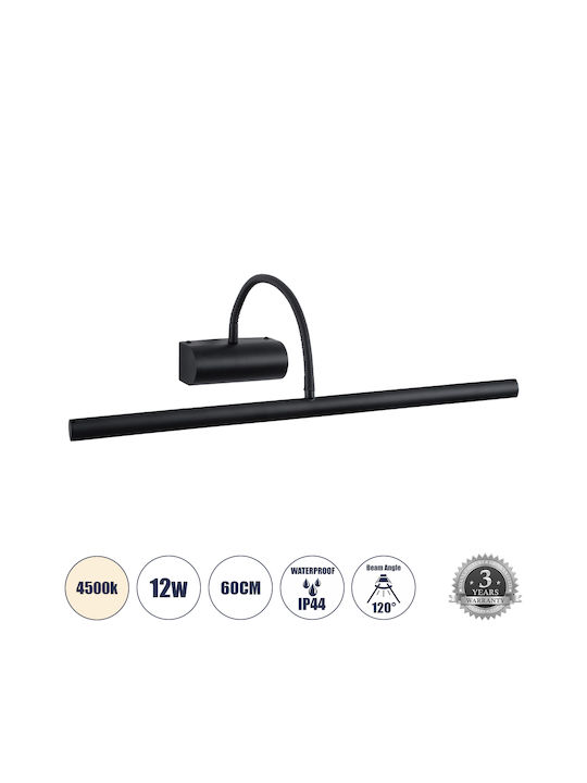 GloboStar Trois Modern Lamp Bathroom with Integrated LED and Natural White Light Black 60x18cm