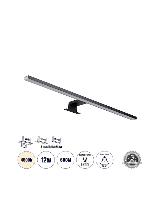 GloboStar Nina Modern Lamp Bathroom with Integrated LED and Natural White Light Black 60x4cm