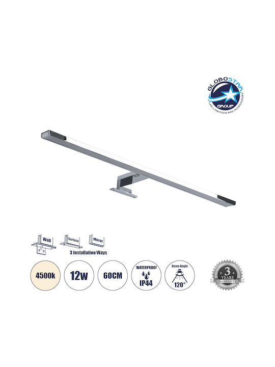 GloboStar Nina Modern Lamp Bathroom with Integrated LED and Natural White Light Silver 60x4cm