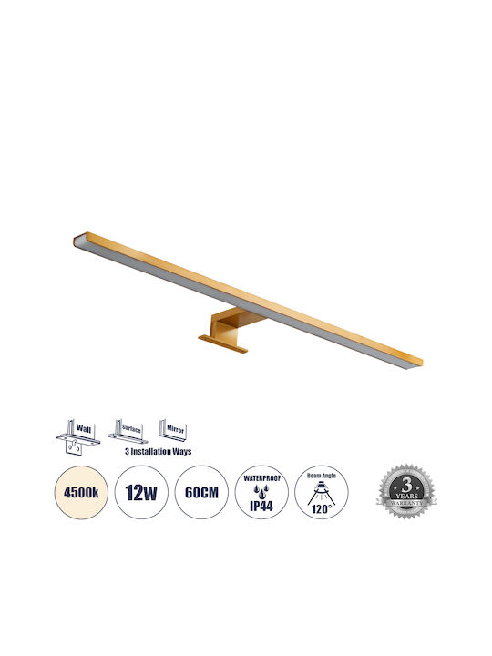 GloboStar Nina Modern Lamp Bathroom with Integrated LED and Natural White Light Copper 60x4cm