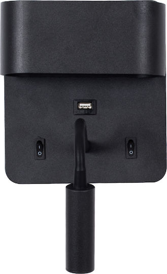 GloboStar Ibis Modern Lamp Wall with Integrated LED and Natural White Light Black 10x18cm