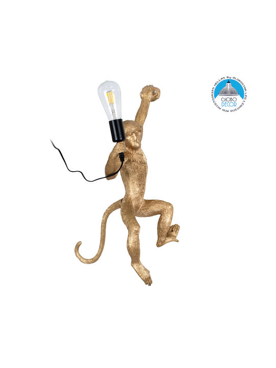 GloboStar Apes Modern Wall Lamp With Plug E27 Lamp Bulb Base Gold 34x61x61cm
