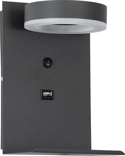 GloboStar Crown Modern Lamp Wall with Integrated LED and Natural White Light Gray 23x23cm