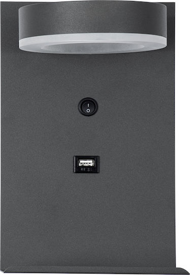 GloboStar Crown Modern Lamp Wall with Integrated LED and Natural White Light Gray 23x23cm