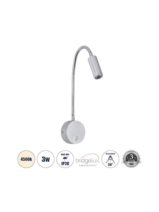 GloboStar Goose Μονό LED Φυσικό Λευκό Σποτ σε Ασημί Χρώμα