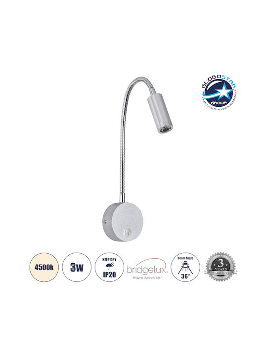 GloboStar Goose Μονό LED Φυσικό Λευκό Σποτ σε Ασημί Χρώμα