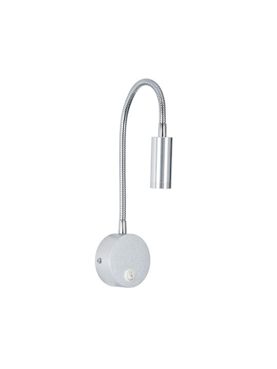 GloboStar Goose Μονό LED Φυσικό Λευκό Σποτ σε Ασημί Χρώμα