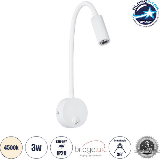 GloboStar Goose Single LED Natural White Spot in White Color