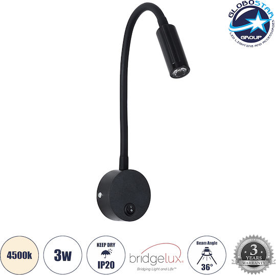 GloboStar Goose Single LED Natural White Spot in Black Color