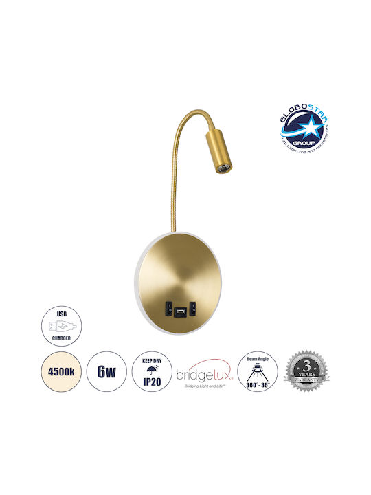 GloboStar Goose Single LED Natural White Spot in Gold Color