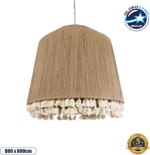 GloboStar Puertorico Ceiling Light Beige Boho with Rope for E27 Socket 80x80x80cm