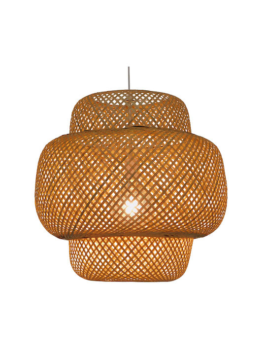 GloboStar Malvides Light Κρεμαστό Φωτιστικό Καφέ Πλέγμα με Ντουί E27 56x54εκ.