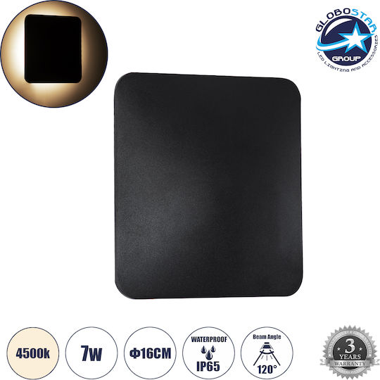 GloboStar Helio-S Επιτοίχια Εξωτερική Πλαφονιέρα LED IP65 7W με Φυσικό Λευκό Φως 16x5x16εκ.