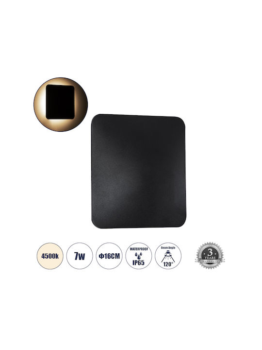GloboStar Helio-S Επιτοίχια Εξωτερική Πλαφονιέρα LED IP65 7W με Φυσικό Λευκό Φως 16x5x16εκ.