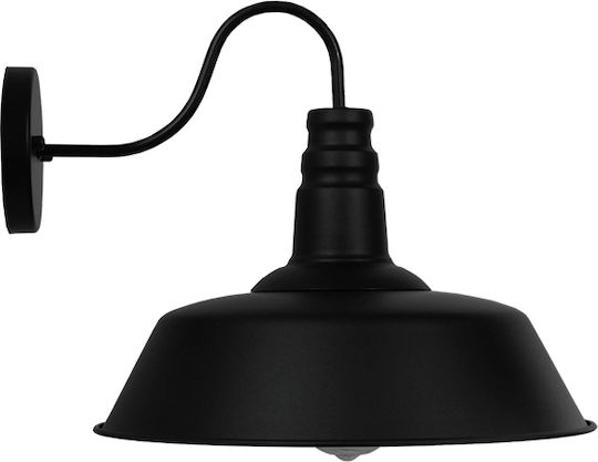 GloboStar Industrial Wall Lamp with E27 Lamp Bulb Base Black 42x36x36cm