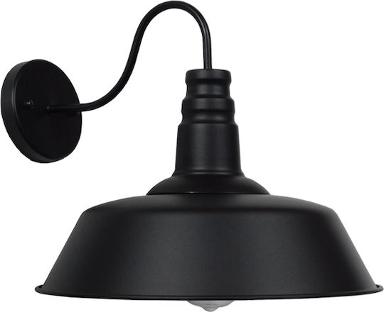 GloboStar Industrial Wall Lamp with E27 Lamp Bulb Base Black 42x36x36cm