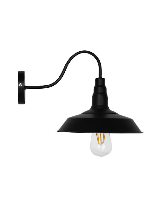 GloboStar Industrial Industrial Wall Lamp with E27 Lamp Bulb Base Black 26x32cm