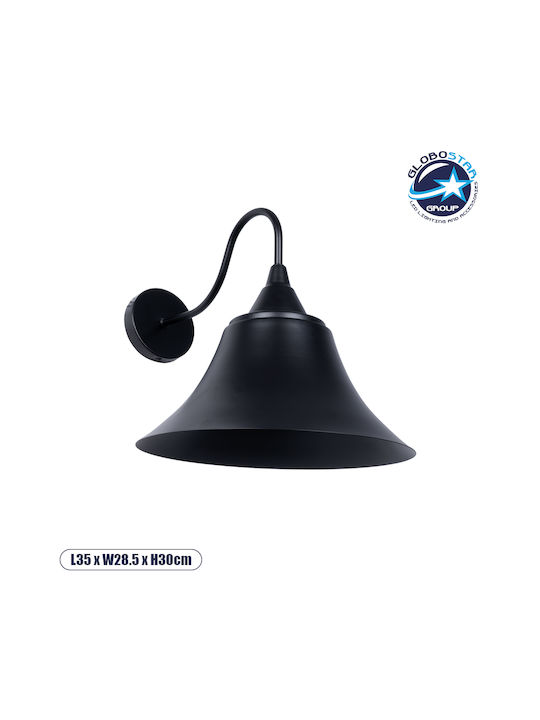 GloboStar Industrial Wall Lamp with E27 Socket Black 30x30cm