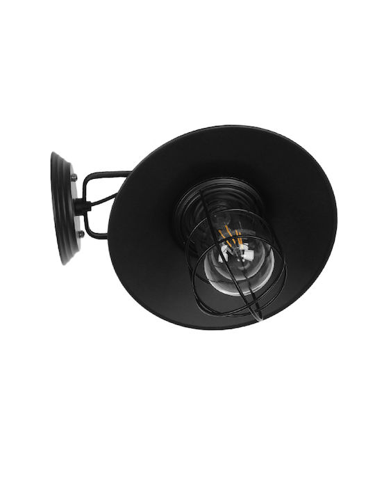 GloboStar Vinty Industrial Φωτιστικό Τοίχου με Ντουί E27 Μαύρο 27x33εκ.