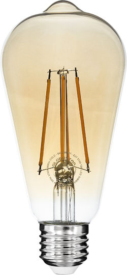 GloboStar Edison Retro Λάμπα LED 10W 140mm για Ντουί E27 και Σχήμα ST64 Θερμό Λευκό 1050lm Dimmable