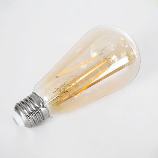 GloboStar Edison Retro Λάμπα LED 10W 140mm για Ντουί E27 και Σχήμα ST64 Θερμό Λευκό 1050lm Dimmable