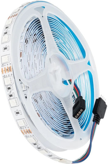 GloboStar Αδιάβροχη Ταινία LED 12V RGB Φως 5m Τύπου SMD5050 με Τροφοδοτικό & Τηλεχειριστήριο